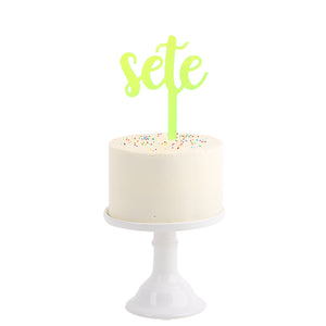 Cake Topper . Seven in Portuguese